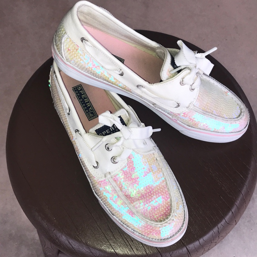 Sperry top sider with pink sequence
